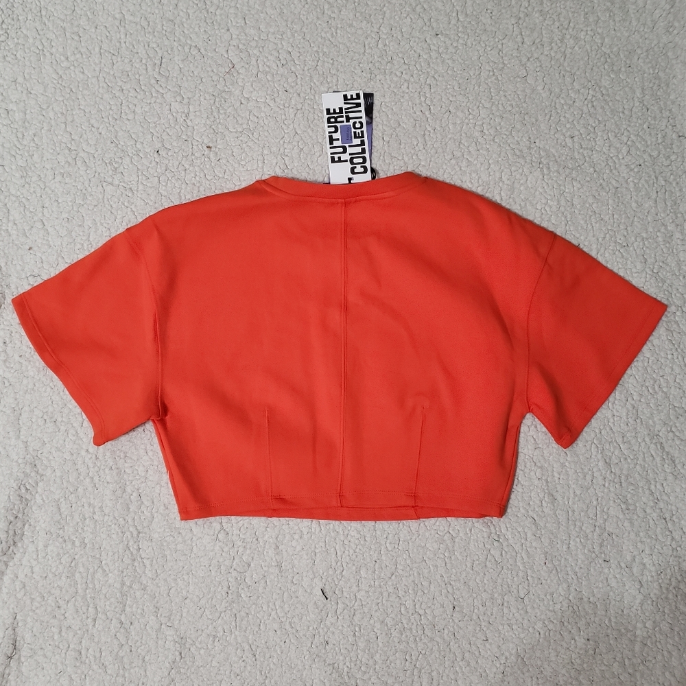 Future Collective with Kahlana Barfield Brown Short Sleeve Boxy Crop T-Shirt - Picture 6 of 12
